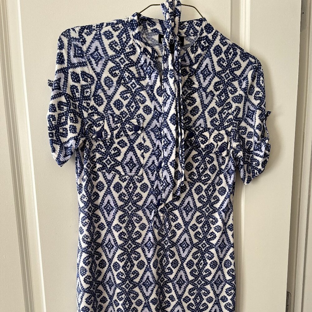 Blue & White Shirt Dress Belted- Valerie Bertinelli Size 8